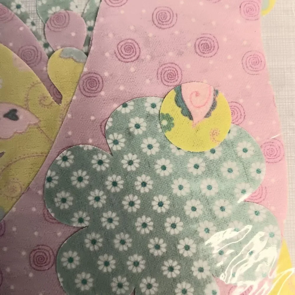 Land of Whimzie Baby Blanket Kit Fabric & Iron On Flower Butterflies Birds - New